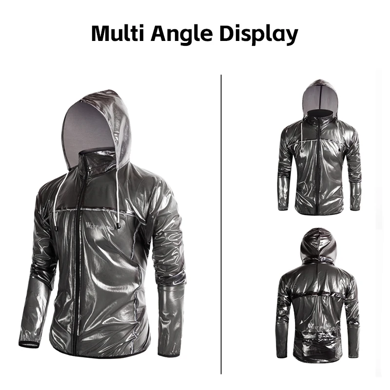 WEST BIKING Windproof Cycling Raincoat Waterproof Reflective Hooded Raincoat Quick Dry Outdoor Sport Long Sleeve Cycling Jacket