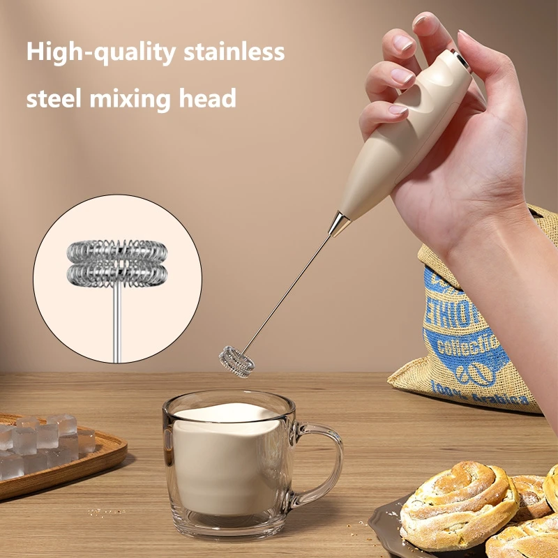 New Portable Electric Milk Frother Handheld Wireless Coffee Frother Milk Mixer for Latte Cappuccino Hot Chocolate Egg Beater