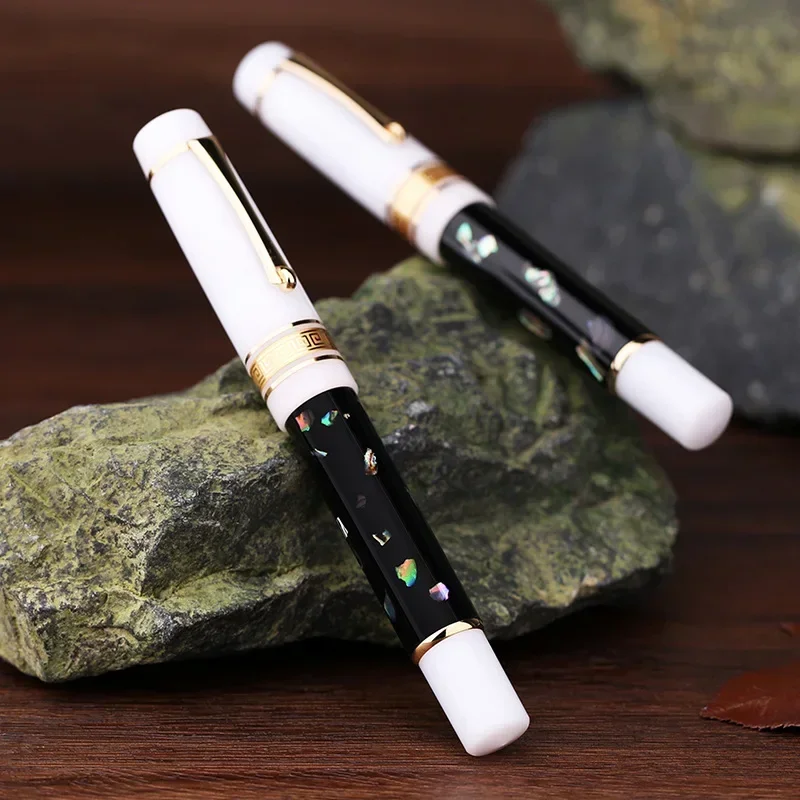 MAJOHN M400 Fountain Pen Shell Black Resin Iridium #6 EF/FNib with Converter Ink Writing Gift Pen For Office School Supplies