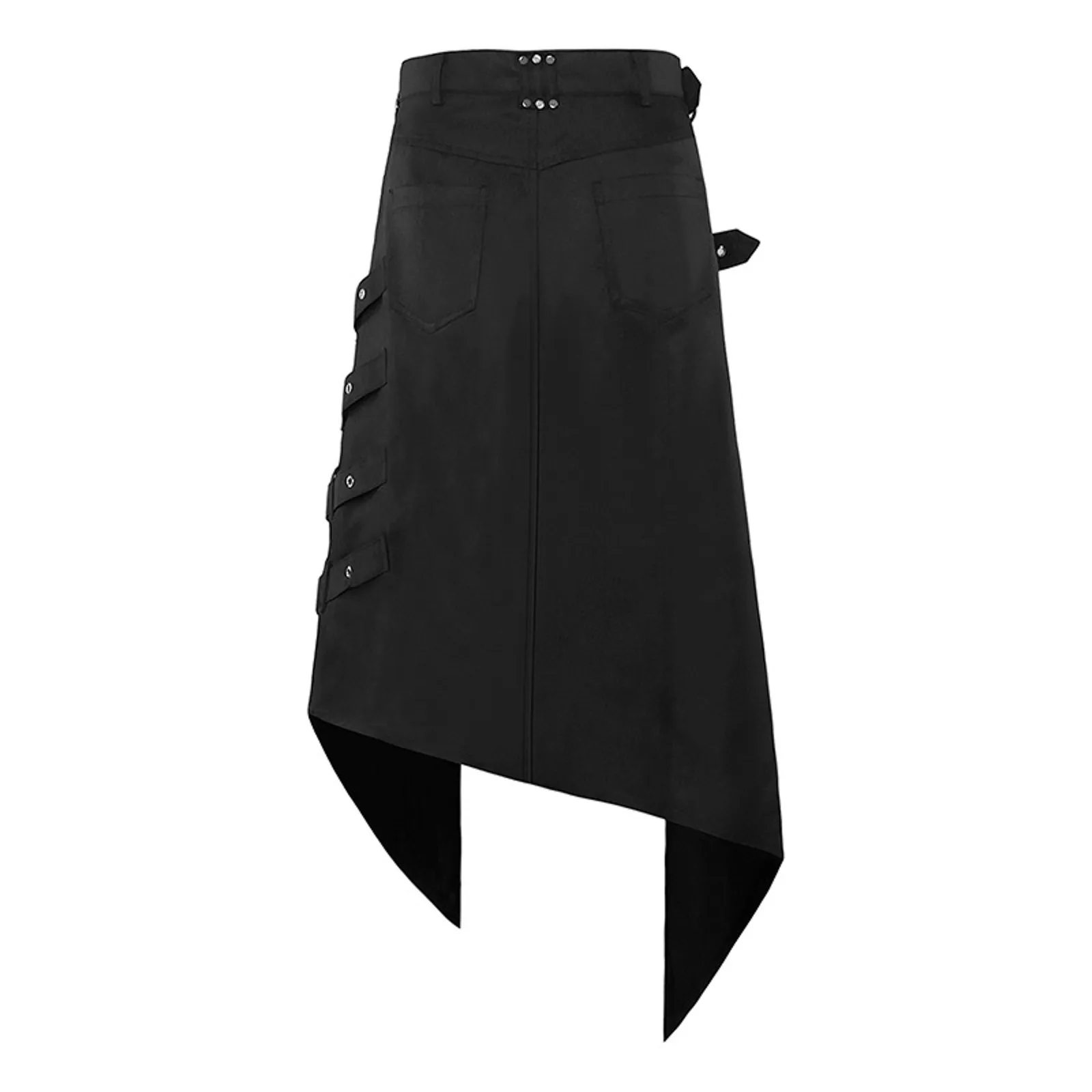 Men Rock Punk Skirt Dark Black Steam Gothic Asymmetrical Ring Party Man New Casual Vintage Fashion Trend Skirt Punk Half Dress