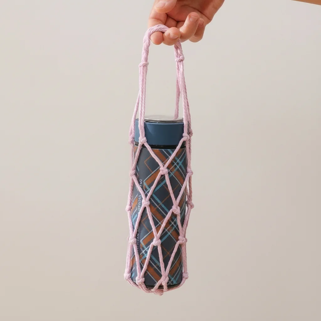 

Woven Net Coffee Cup Mesh Bag Hollow Out Multiple Colors Bottle Mugs Storage Bag Foldable Reusable Portable Cups Holder Gym