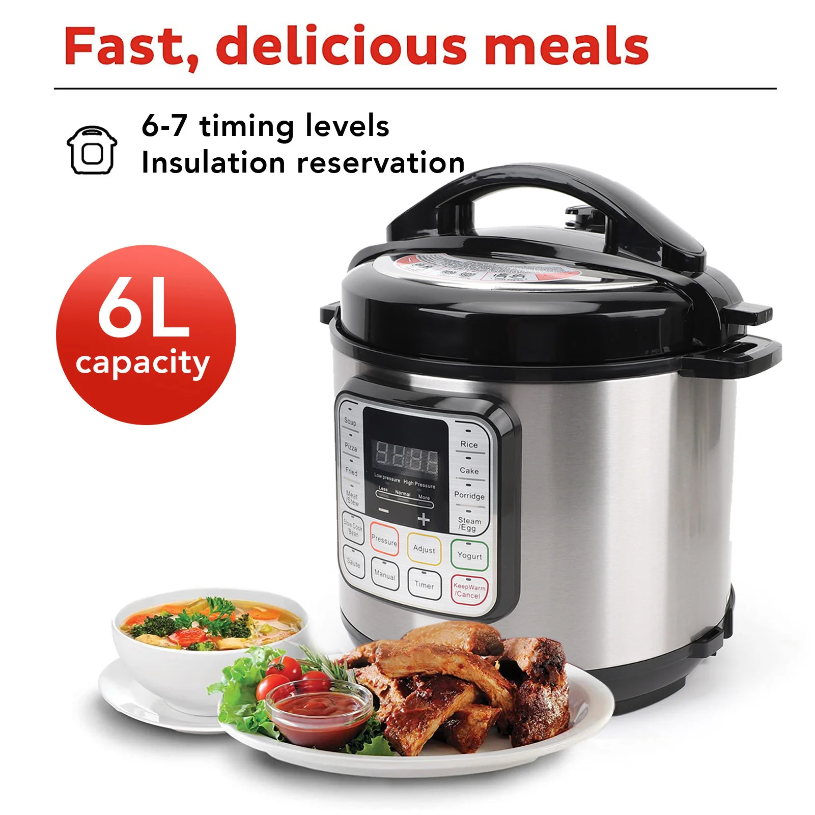 

Медленная рисоварка из нержавеющей стали, многофункциональная скороварка, простая в эксплуатации, с рисовой ложкой, мерной ложкой для паровой кастрюли