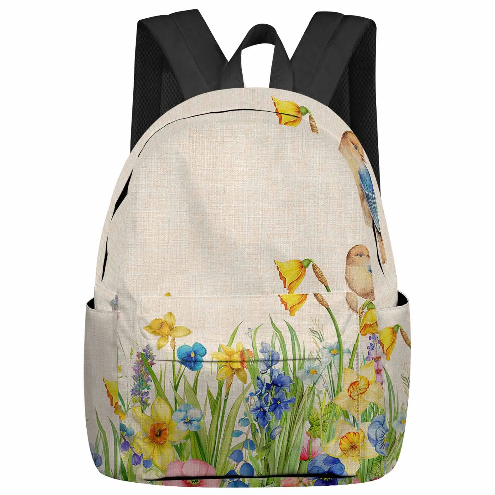 Summer Watercolor Flower Bird Backpack School Bags for Teenagers Students Laptop Bag Women's Casual Travel Backpack