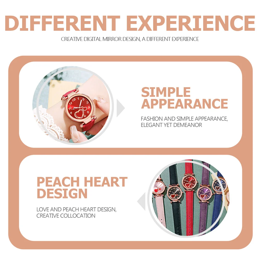 1 قطعة ساعة قلب نسائية حركة كوارتز ساعة يد كاجوال أنيقة هدية عصرية أنيقة للنساء ساعة معصم كاجوال