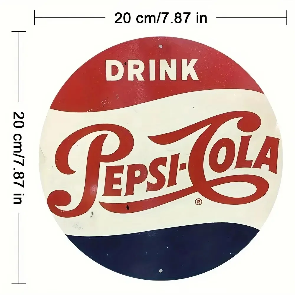 لافتة ألومنيوم مستديرة من RETROVIBES Vintage Pepsi - فن جداري عالي الدقة بالأشعة فوق البنفسجية، ديكور كلاسيكي لمشاعر غرفة الحنين