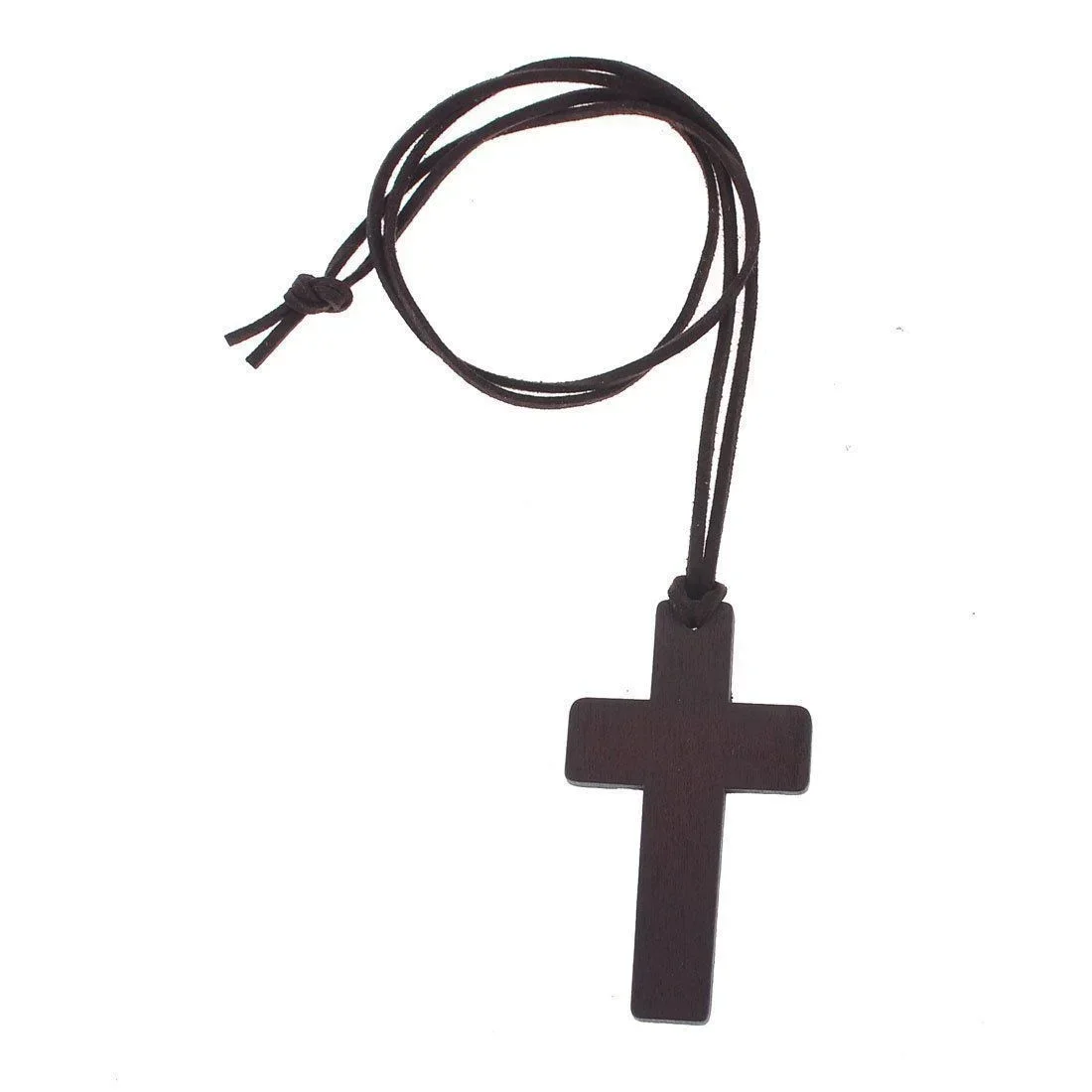 Fashion New Retro Men Women Brown Cross Pendant Christian Religious Wooden Wood Long Chain Sweater Necklaces