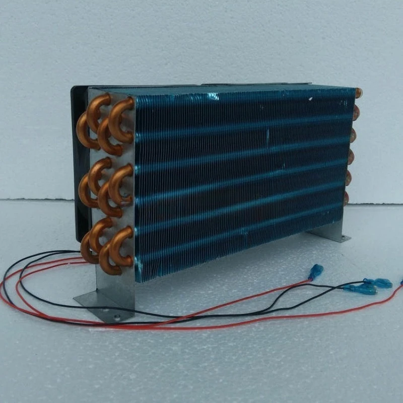 CP4x6x240 Mini Condenser Cooling Unit - Air Cooled Copper Tube Heat Exchanger with Fan for Refrigeration