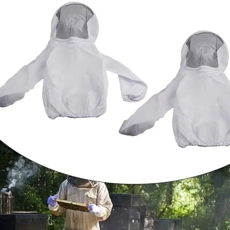 

2 шт. Белый хлопковый костюм пчелы Рабочая одежда Костюм Ширина плеч 38 см Длина рукава 55 см Диаметр шляпы 39 см Высота шляпы 27 см