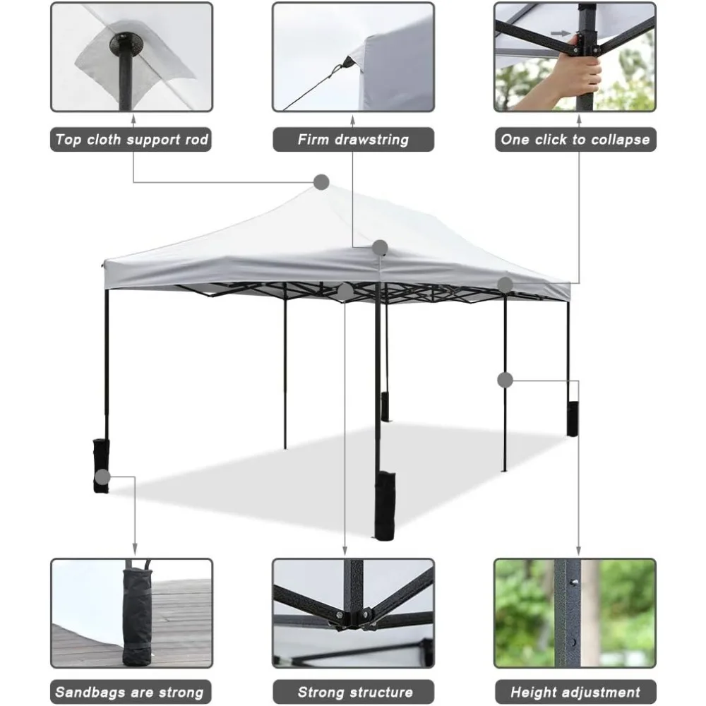 Pop Up Canopy 10x20 pop up Canopy Tent Folding Protable Ez up Canopy Party Tent Sun Shade Wedding Instant Better Air Circulation