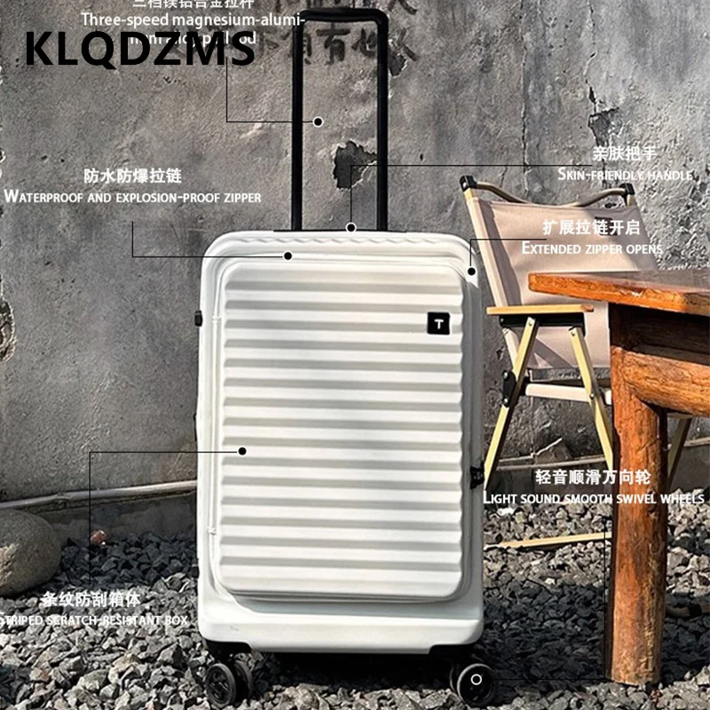 

KLQDZMS Luggage Travel Bag 20 Inch Boarding Box 28“ Front Opening Trolley Case 24” ABS + PC Password Box Women's Suitcase