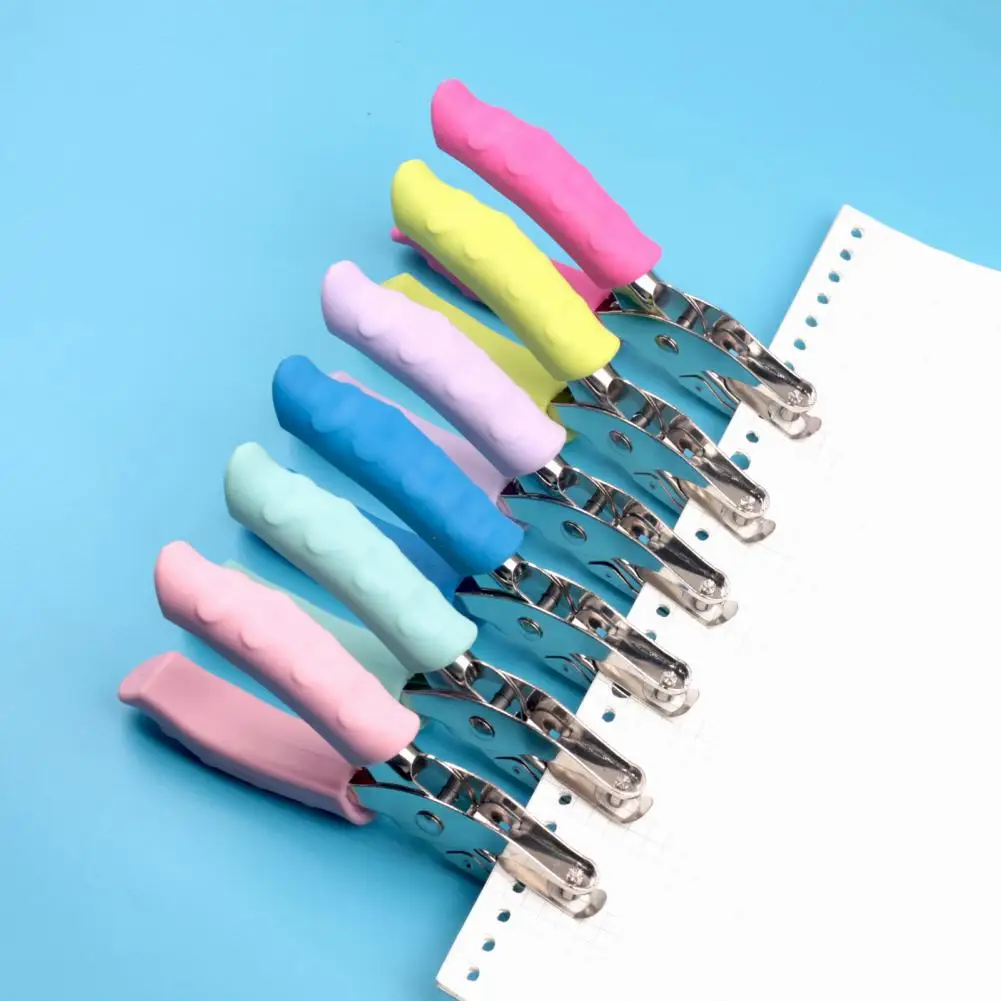 Colorful Hole Punch Colorful Compact Single Hole Punch for Kids Adults Ergonomic Silicone Handle Ideal Office Craft Supplies