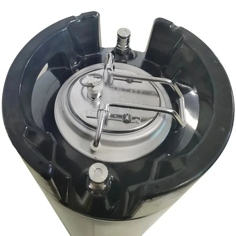 2.5 Gal / 9.5L Stainless Steel Beer Keg, Ball Lock Type with Rubber Handle & Leak-Proof Lid, Homebrew Growler Barrel