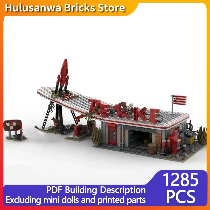 Popular Movie Model MOC Building Bricks Red Rocket Truck Stop Modular Technology Gifts Holiday Assemble Children Toys Suit