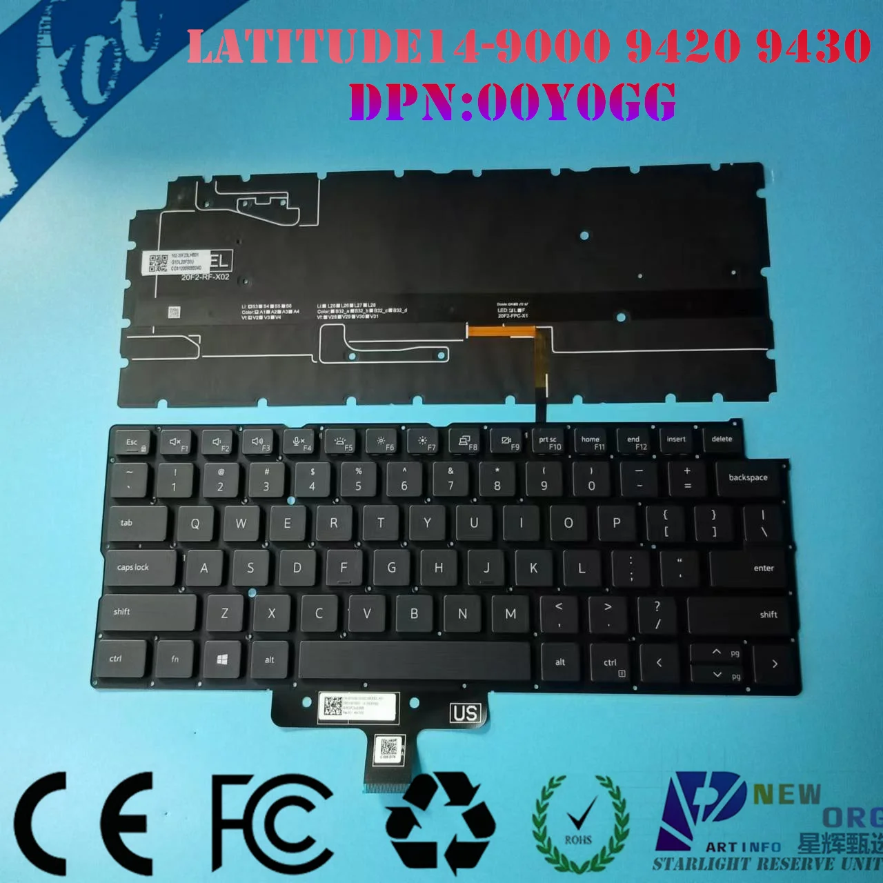 

US ENGLISH Laptrop Backlight keyboard for DELL LATITUDE14-9000 9420 9430 Series 00Y0GG 0Y0GG