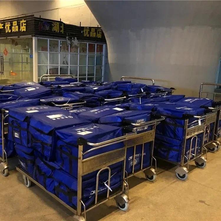 DurableStainless steel flatbed truck, automatic brake flatbed truck, normal brake flatbed truck logistics trolley handling