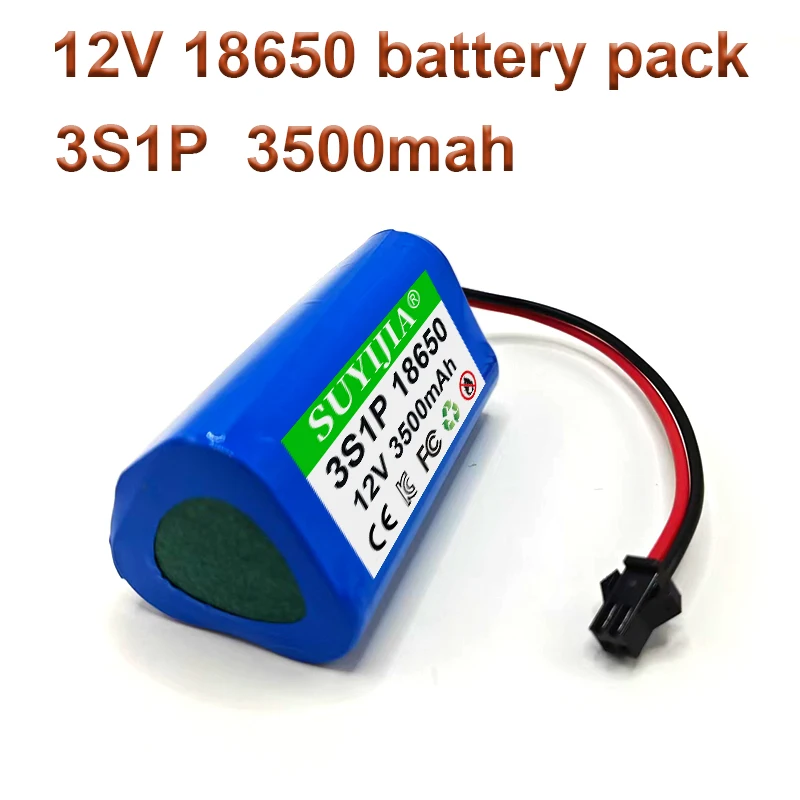 12V 3500mAh 18650 Lithium Battery Pack with BMS Backup Power Supply Electric Toys Customizable Plug JST/SM/XH2.54/PH2.0/DC