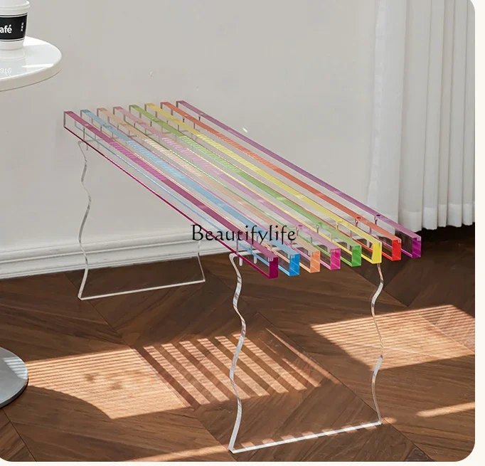 Rainbow Bench Nordic Acrylic Home Doorway Shoes Changing Creative Balcony Transparent Stool