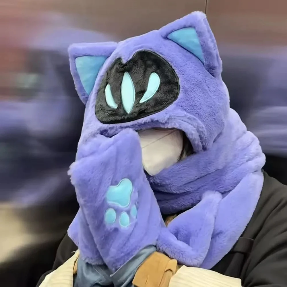 Immagine 6: Gioco VALORANT Omen Cappello Cosplay Autunno Inverno Sciarpa Integrata Unisex Simpatico Gatto Berretto di Peluche Caldo Costume Di Natale