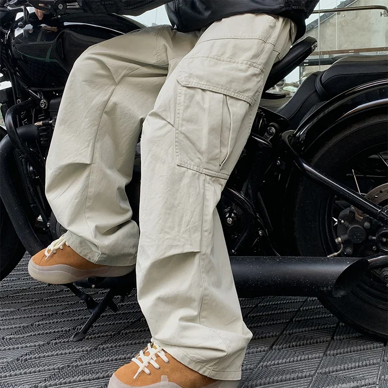 Y2K Big Pocket Men's Cargo Pants Harajuku Loose Straight Wide Leg Trousers Side Pocket Baggy Pants Spring Man Hip Hop Sweatpants