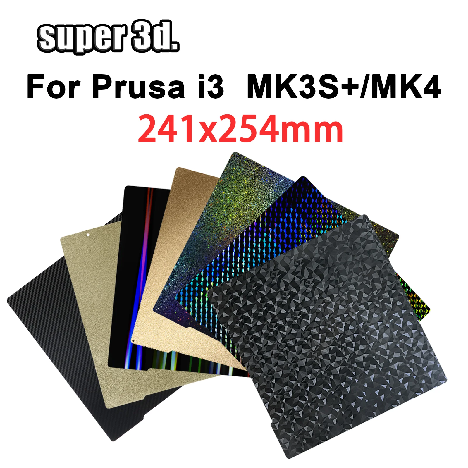 

2024 Prusa MK4 MK3S PEI лист 241x254 двухсторонний PET Строительная пластина Гладкий Peo Магнитный пружинный стальной лист для 3D принтера