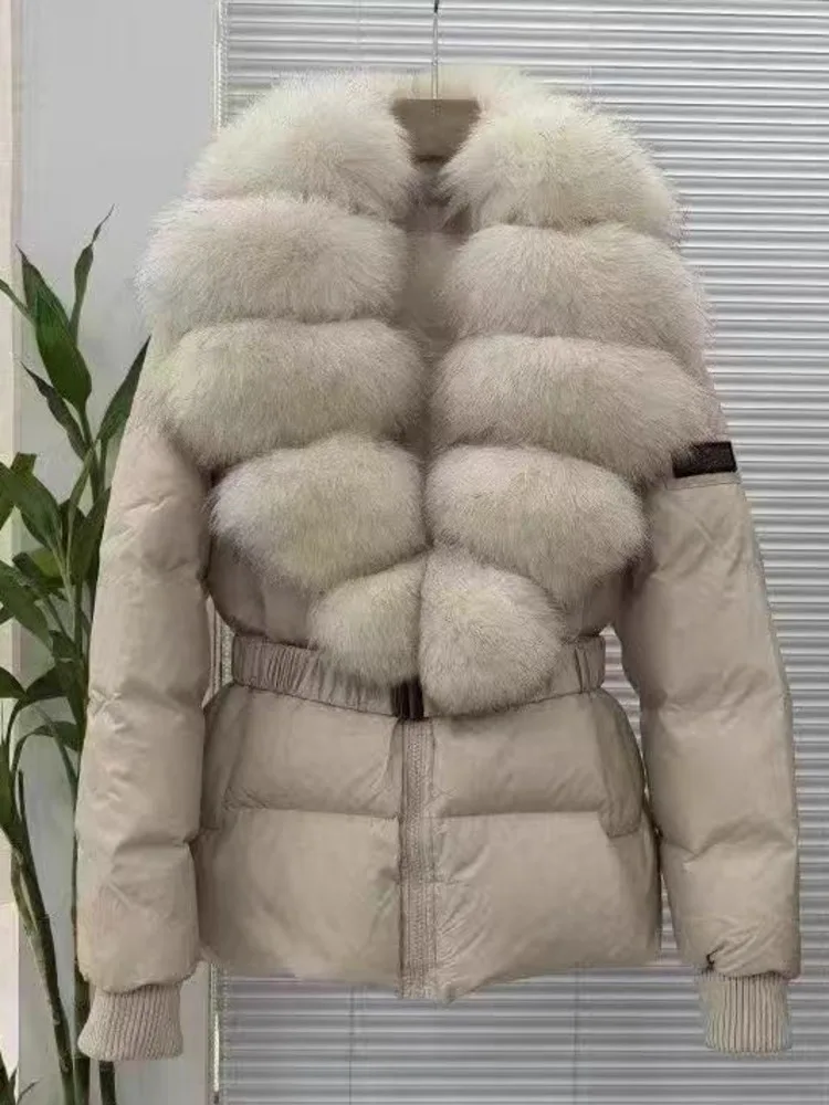 ZMEENNA Piumino nero elegante da donna con soffice collo in pelliccia sintetica Capispalla invernale elegante e caldo ZM3893