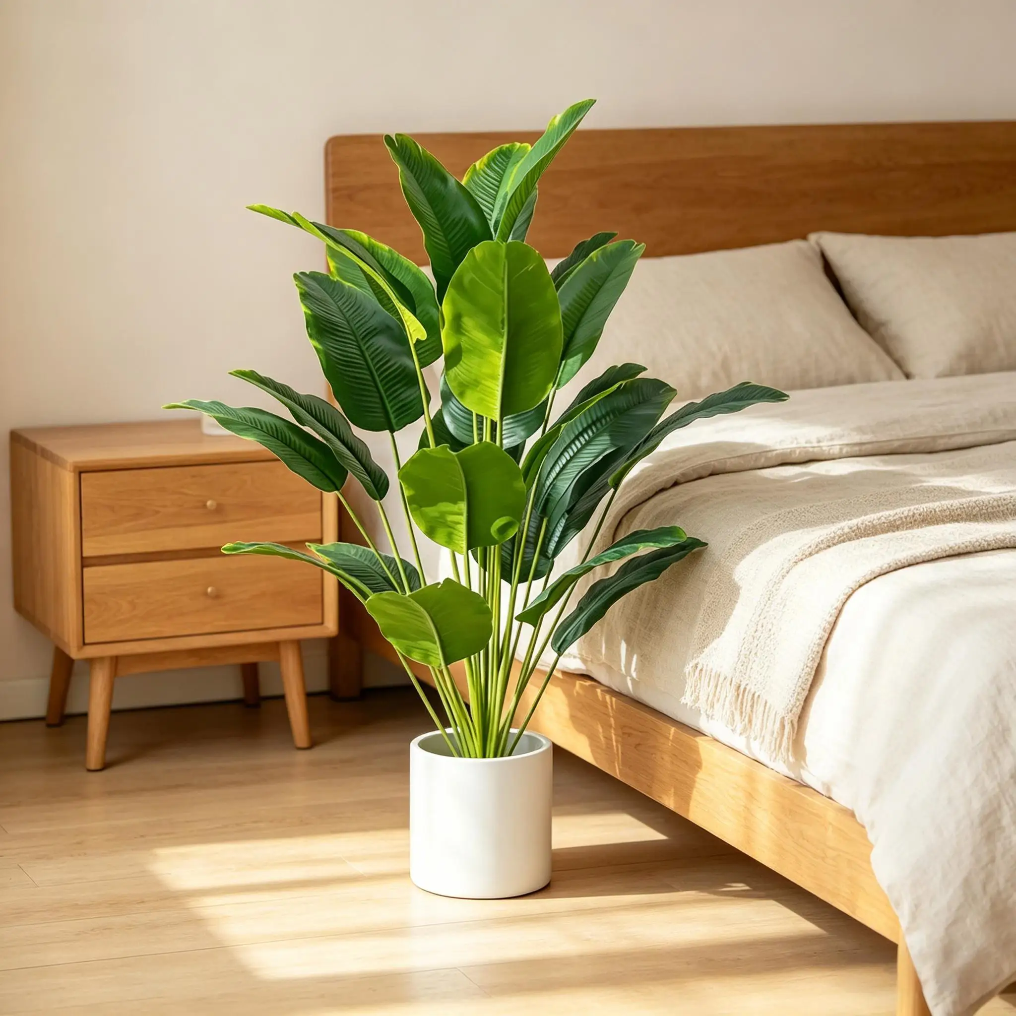 Planta de palma tropical artificial grande de 67-112 cm, árbol artificial de Ave del Paraíso con hojas de plátano para decoración del hogar, jardín, oficina y fiestas.