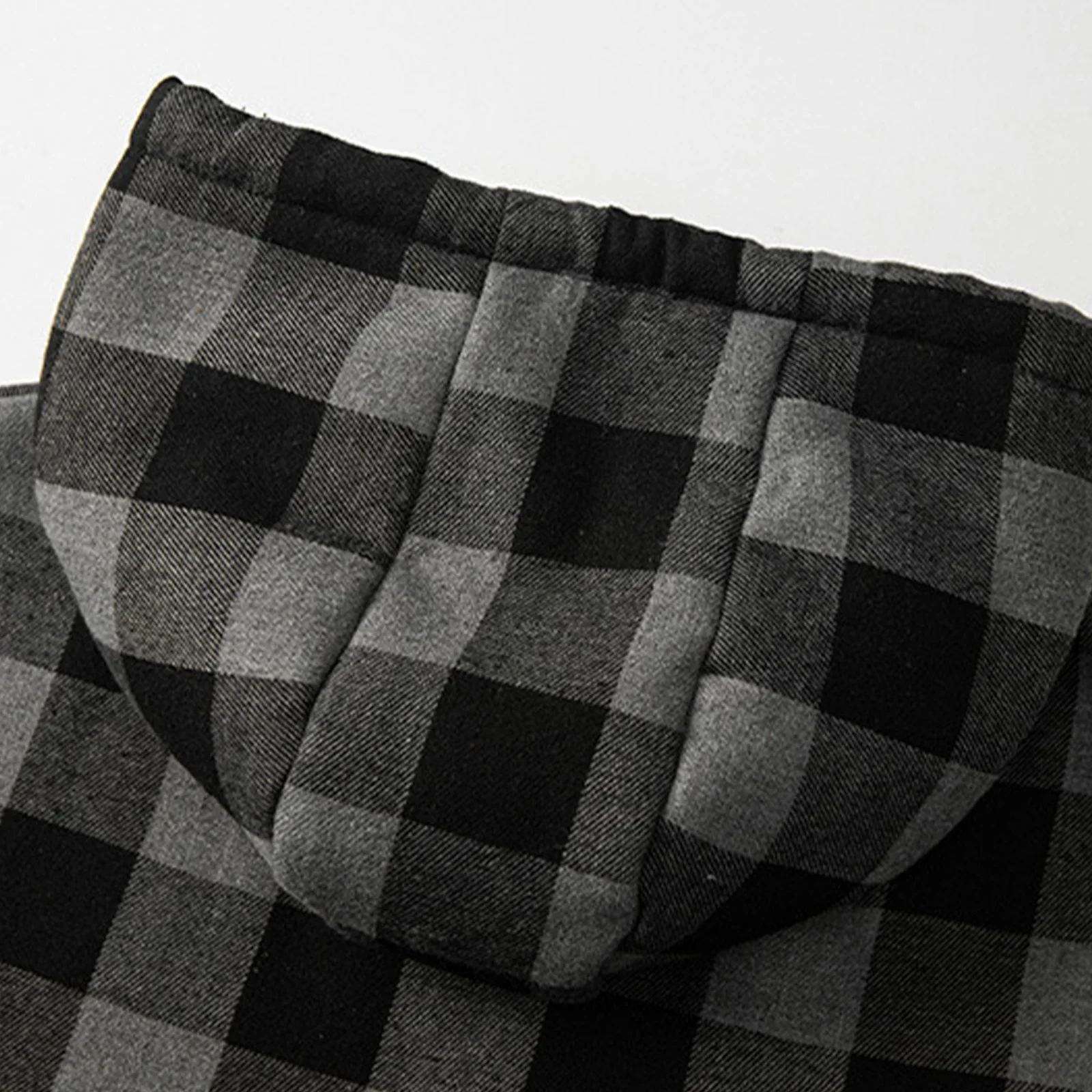 الرجال الدافئة منقوشة جاكت مزود بغطاء للرأس الشتاء صوف مبطن كم طويل الجبهة البريدي ملابس خارجية البلوز معطف للعمل المكتبي اليومي عادية #4