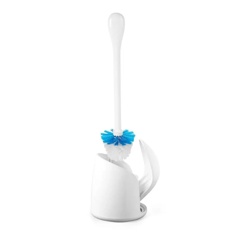 

Good Grips Compact Toilet Brush amp Canister, Toilet Bowl Brush and Holder with Automatic Canister Door, Bathroom and Small Spac