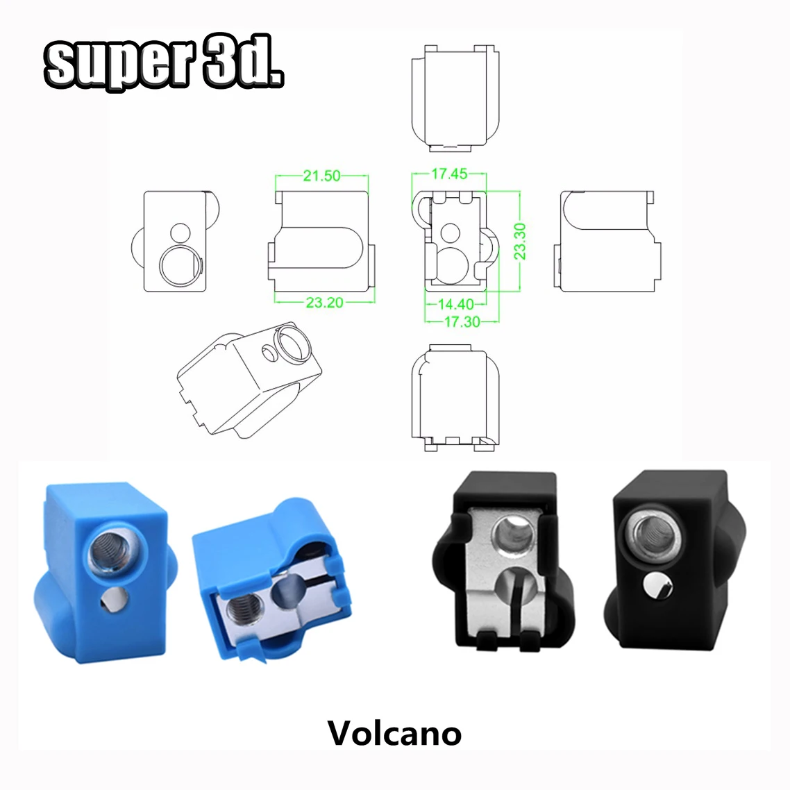 3D Printer V5/V6 volcano Protective Silicone Sock Insulation Cover Case for Heater Block MK8 / MK10 /MK9 Silicone sleeve Hot End