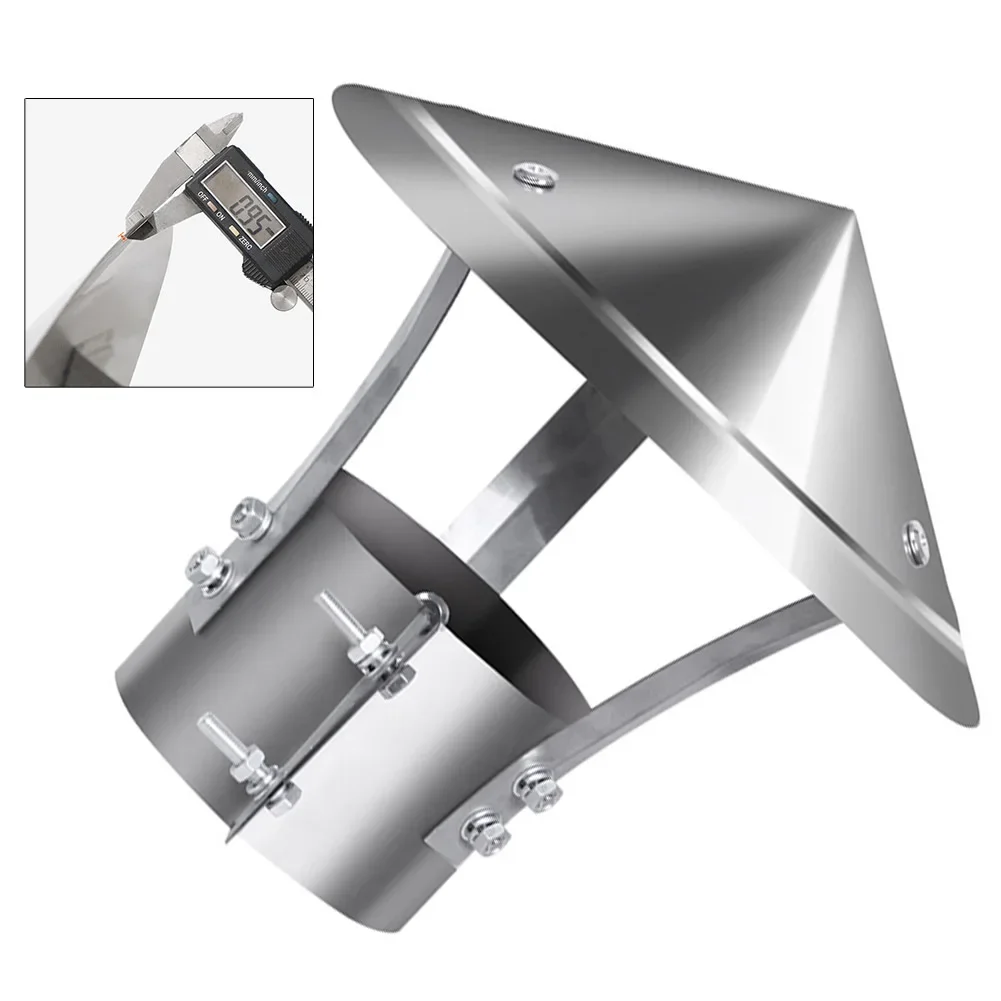 Tapa de acero inoxidable 304 para chimenea, sombrero para lluvia, accesorio de uso versátil, diseño a prueba de viento, protección efectiva contra la lluvia