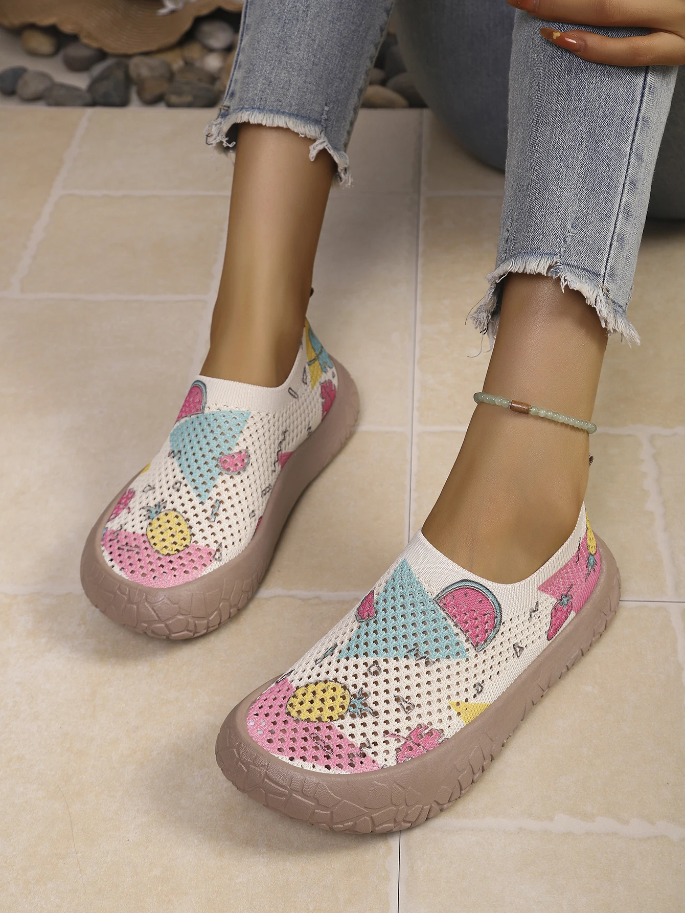 2026 Frühling Herbst Damen Slip-On Sneaker mit Sonnenblumenmuster, Leichte Atmungsaktive Rutschfeste Mesh-Herbst-Wanderschuhe, Park-Light-Wanderschuhe – Detail 1