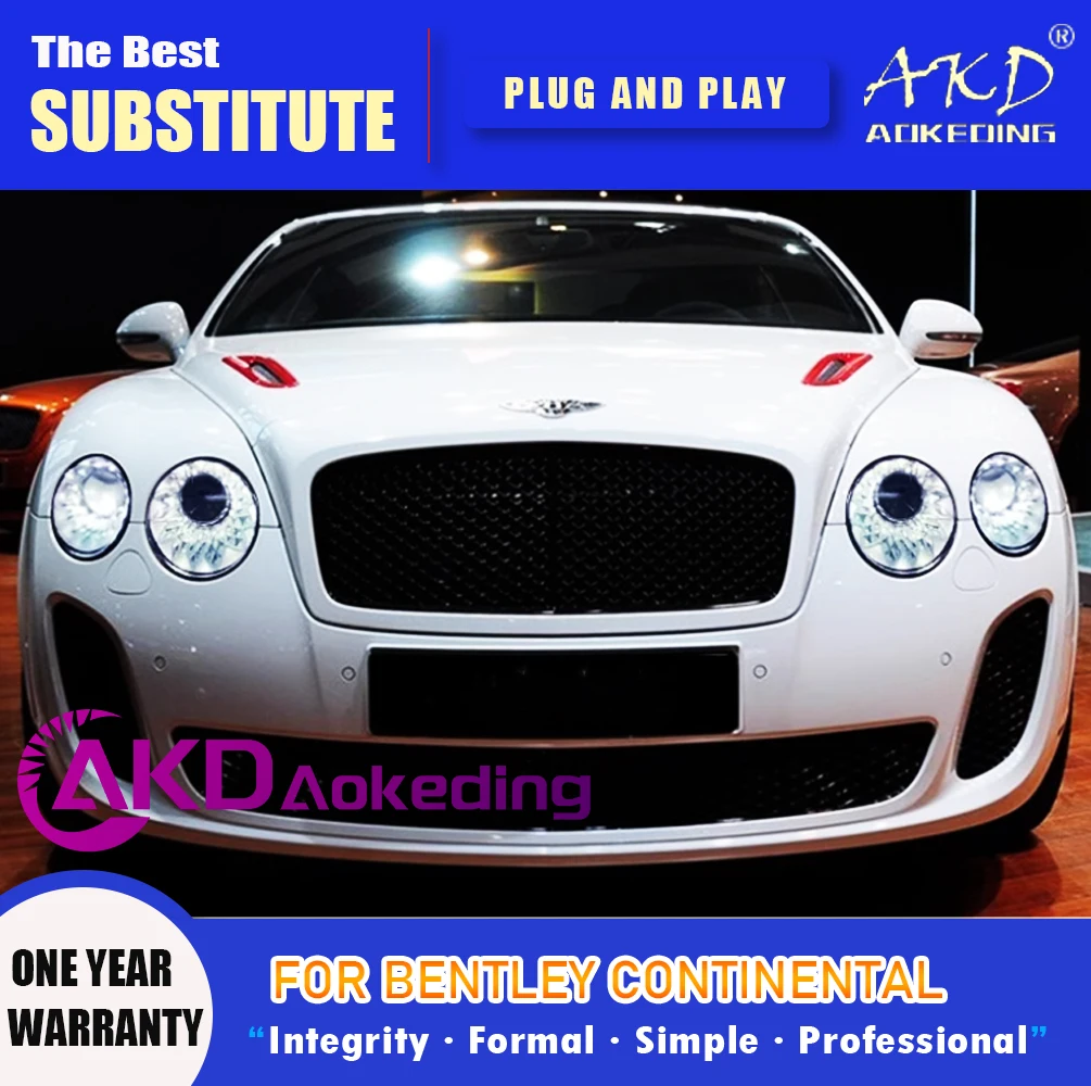 AKD Head Lamp for Bentley Continental LED Headlight 2004-2013 Headlights DRL Turn Signal High Beam Angel Eye Projector Lens