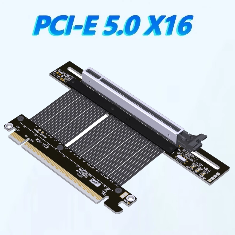 5CM PCIE 5.0 X16 Riser Cable 512Gbps High Speed Flexible GPU Extension Riser Cable For Chassis Server GEN5 RX90xx RTX50xx Series