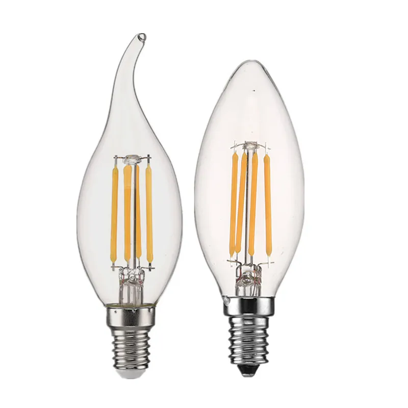 Imagem -05 - Edison Filamento Vela Luz Lâmpada de Led E14 Retro Antigo Estilo Vintage Branco Frio Quente ac 220 C35 C35l 4w 8w 12w 10 Pcs