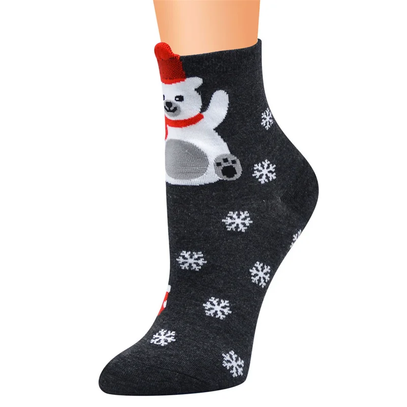 5Pairs Women's Christmas Cotton Socks Autumn Winter Colorful Cartoon Santa Claus Tube Socks Korean Style Funny Sock