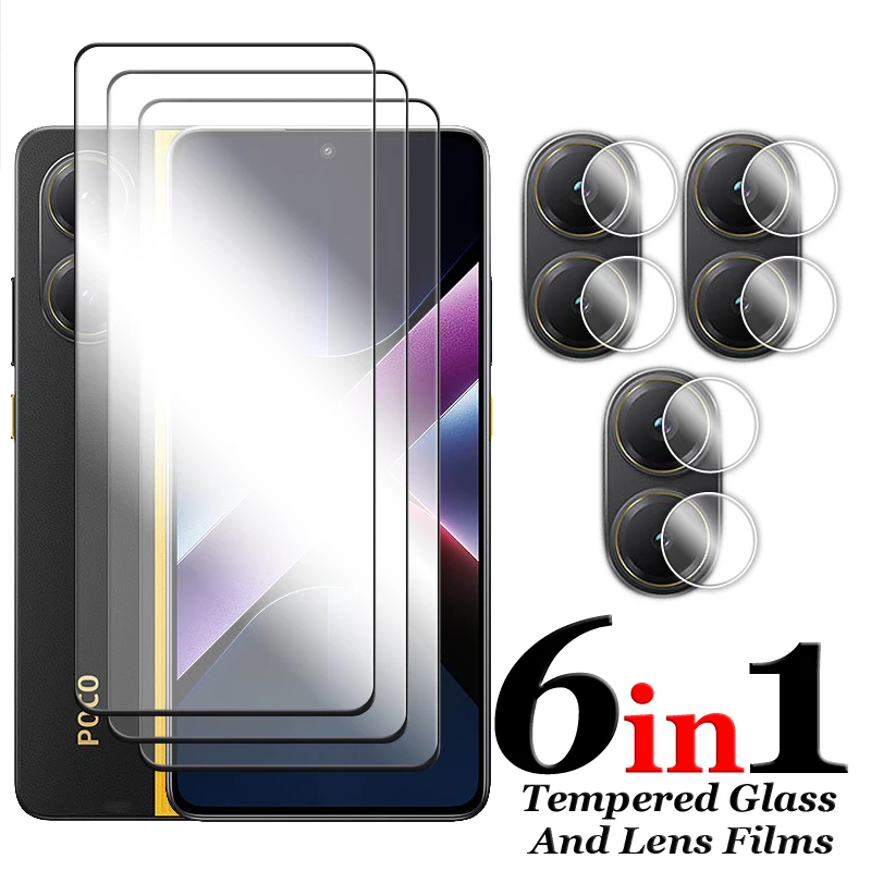 6in1 For POCO X7 Pro 5G Glass For POCO X7 Pro Tempered Glass 2.5D Full Cover Screen Protector For POCO X7 Pro 5G Lens Film