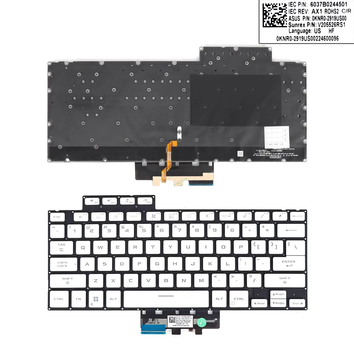 

US Laptop Keyboard for ASUS ROG Zephyrus G14 2022 GA402 GA402RJ GA402RK White/Black with Backlit