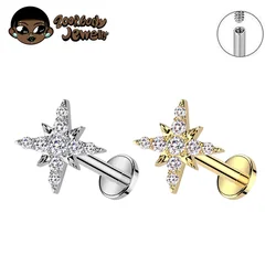 ASTM F136 Titanium Polaris Piercing Internal Thread 5A Zircon Helix Tragus Cartilage Conch Piercing Labret Lip Nail Sexy Medusa
