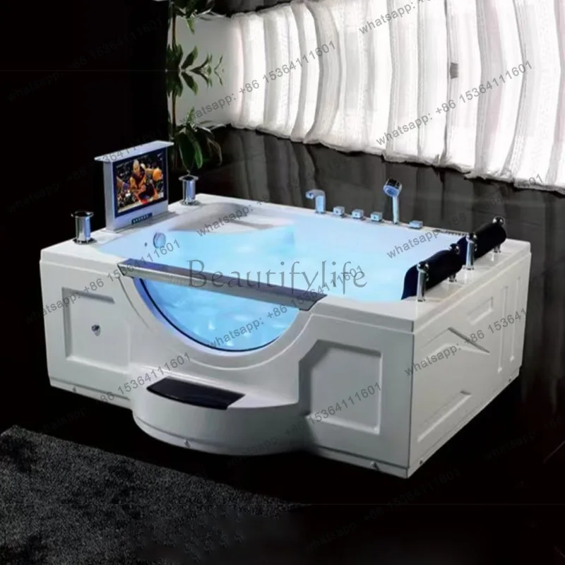 Simple luxury acrylic double bathtub constant temperature lift TV double skirt bathtub SPA bubble pool