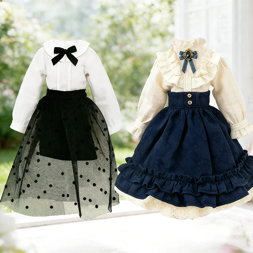 Blyth clothes layered short mini skirt Bow tie Vest Wide-leg pants Shirt dress set for Azones Ob22 24 Ker YMY doll accessories
