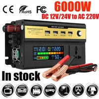 Peak 6000W Car Power Inverter DC 12V/24V to AC 220V with USB Ports LCD Display Universal Adapter Modified Sine Wave Inverter