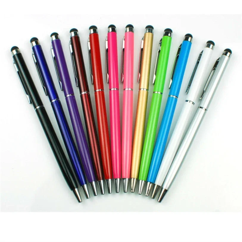 Multi-Color Universal 2 in 1 Capacitive Stylus Touch Screen Pens Ballpoint Pen for Mobile Phone PC Tablet