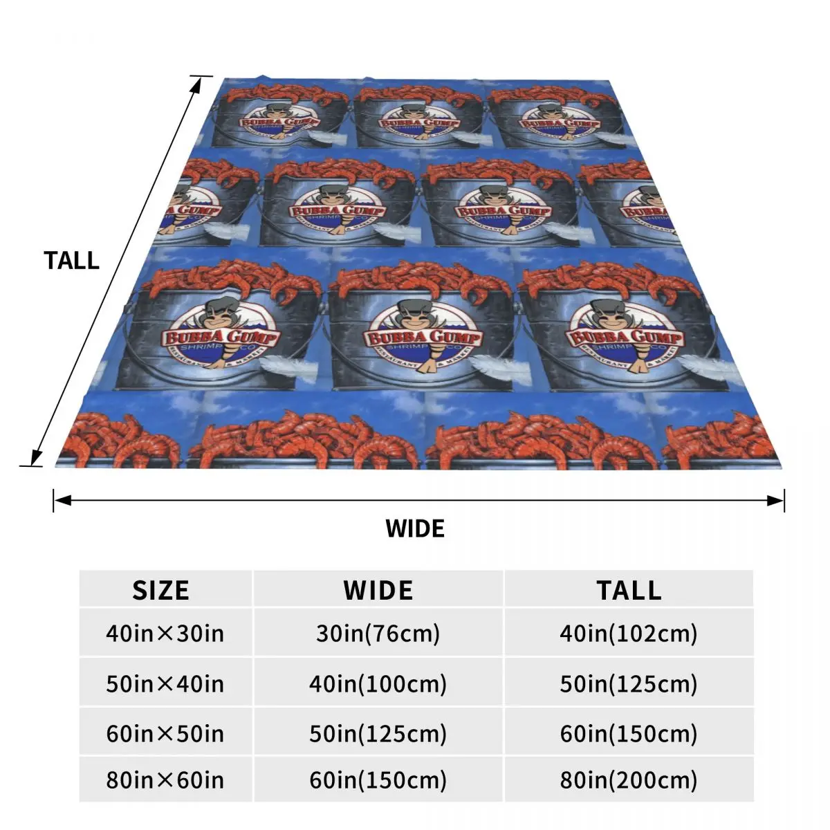 Bubba Gump Shrimp Forrest Movie Blankets Soft Warm Flannel Throw Blanket Plush for Bed Travel Home Couch