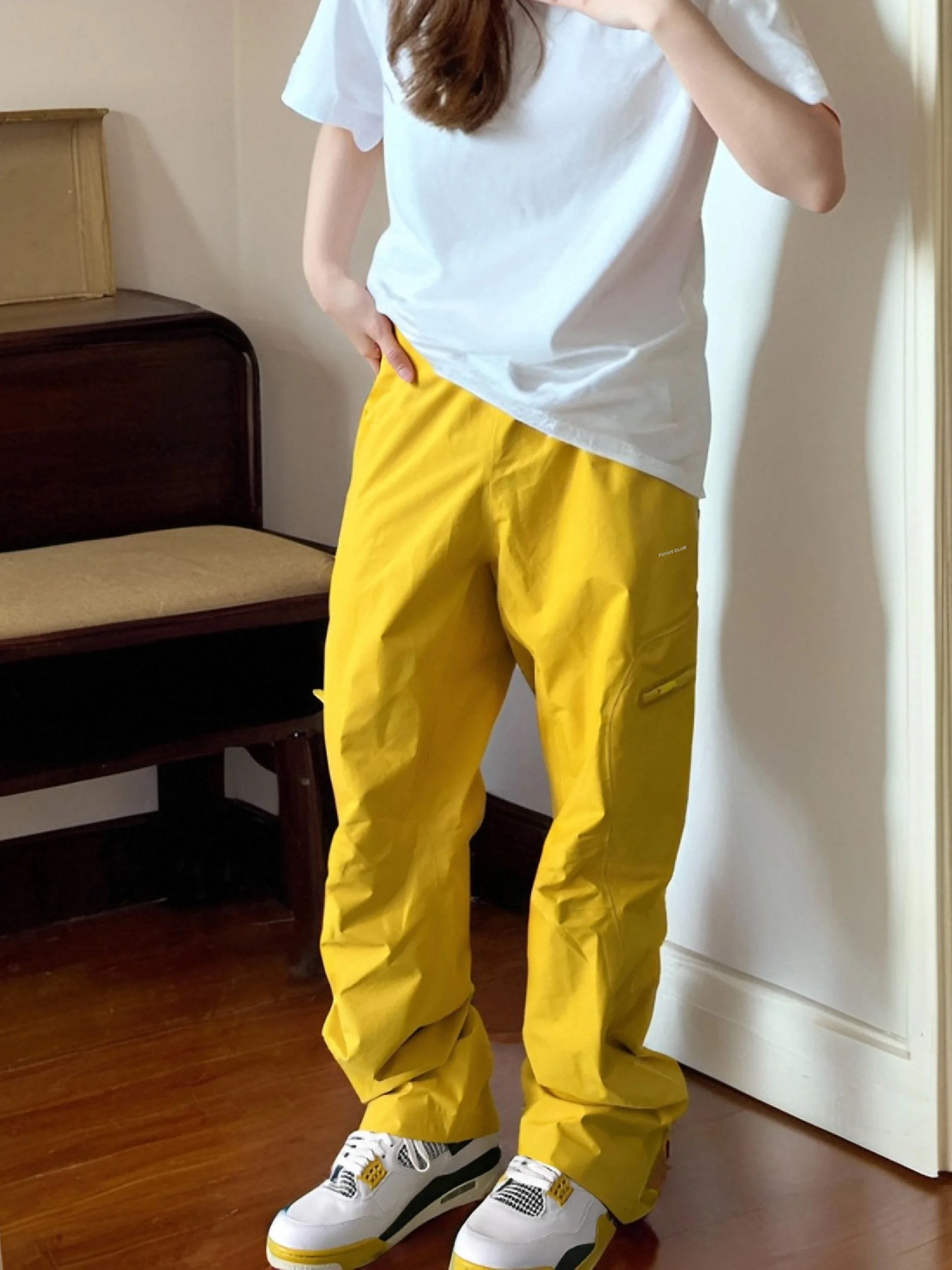 Kasen بنطلون تسلق خارجي أصفر للنساء 2025 جديد Sle مقاوم للرياح مقاوم للماء كوي جاف رياضي للمشي لمسافات طويلة ملابس العمل