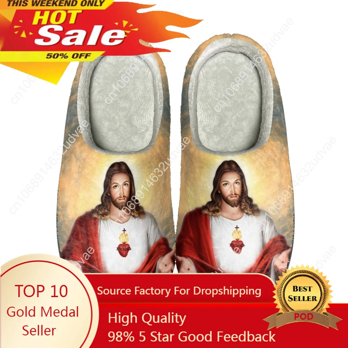 

God Jesus Women's Casual Home Slippers Indoor Bedroom Flats Couple Cotton Slipper Autumn Winter Warm Comfy Footwear Drop Ship