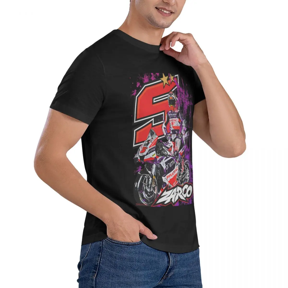Vintage Johann Zarco Number 5 Racing T-Shirt Men Round Collar Pure Cotton T Shirt MOTO The GP Short Sleeve Tee Shirt 6XL Tops