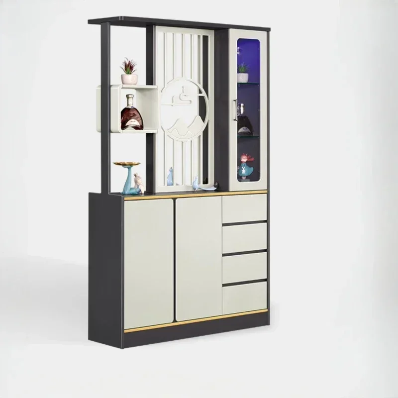 Premium Practical  Small Apartment Entry Cabinet, Double-sided Sofa Partition, Shoe Storage, Red Wine Integrated Screen