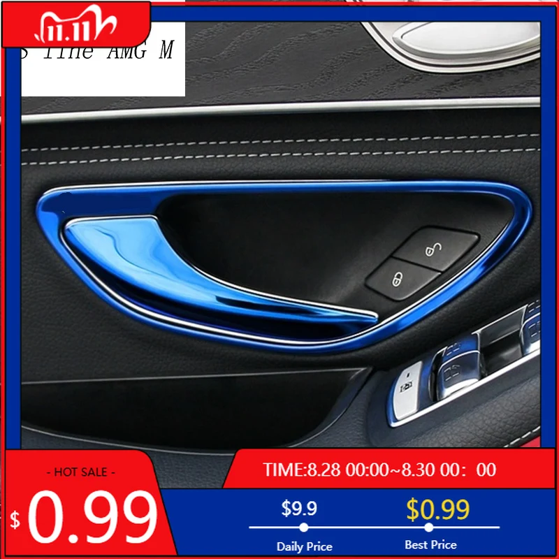 

Внутренние наклейки, Стайлинг автомобиля, дверные ручки, накладки на кнопки чаши двери, наклейки для Mercedes Benz C Class W205 GLC X253 Interio