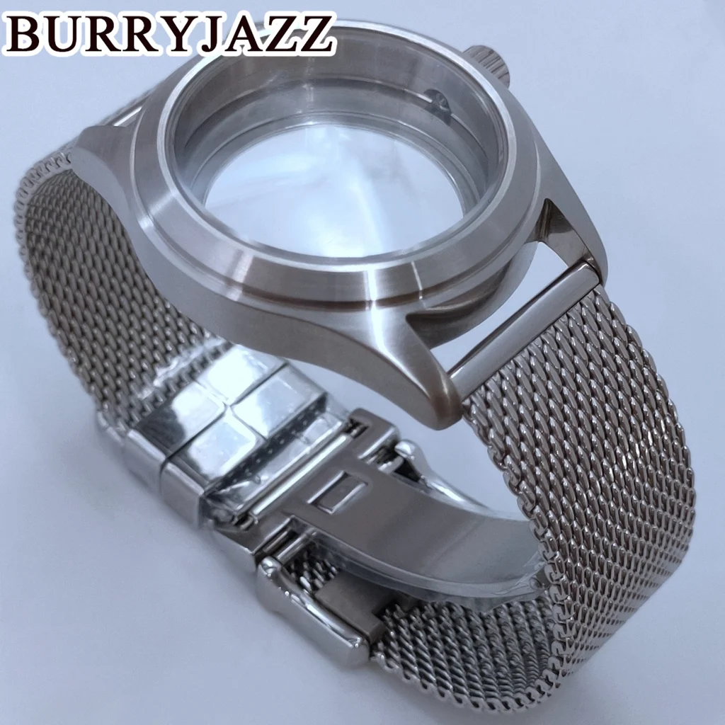 BURRYJAZZ 36mm 39mm NH35 NH36 NH34 NH38 NH70 NH72 ETA2824 PT5000 Watch Case Waterproof  Sapphire Crysta Silver