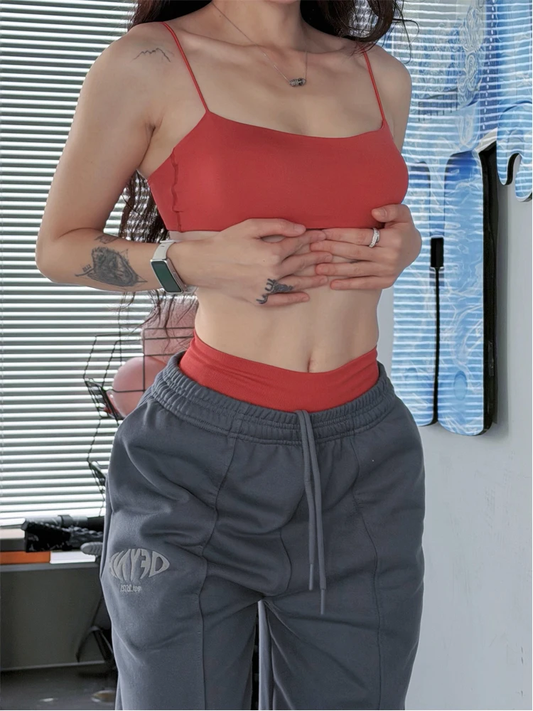 Strappy Bra high Support Women Sports Top Push-up Thin Strap Gym Clothes Breathable Sexy Workout underwear Fitness Tank